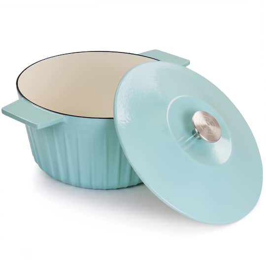 Martha Stewart 5qt. Light Cyan Enameled Round Cast Iron Dutch Oven with Lid